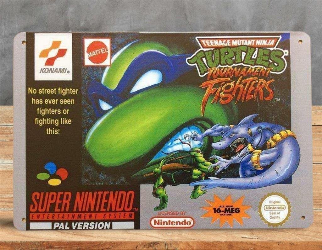 Teenage Mutant Ninja Turtles SNES Metalen Bord poster tmnt, Avontuur en Actie, Verzenden, 1 speler, Nieuw