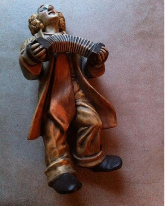 Decoratie beeld grote clown beige keramiek 35 cm, Verzamelen, Ophalen of Verzenden, Zo goed als nieuw, Mens