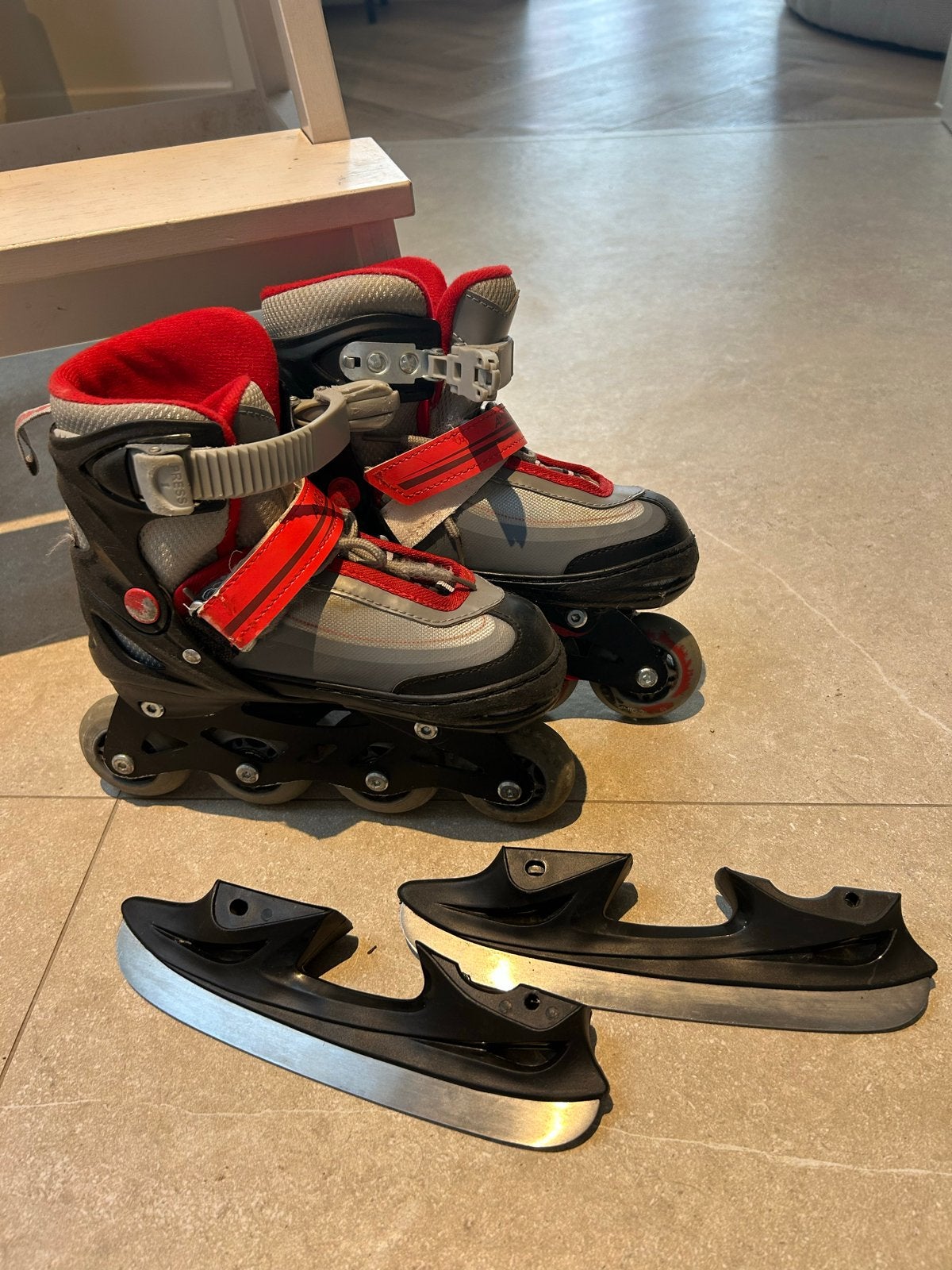 Skeelers en schaatsen 2-in-1, verstelbaar maat 30-33, Ophalen of Verzenden, Gebruikt, Overige typen, Overige merken