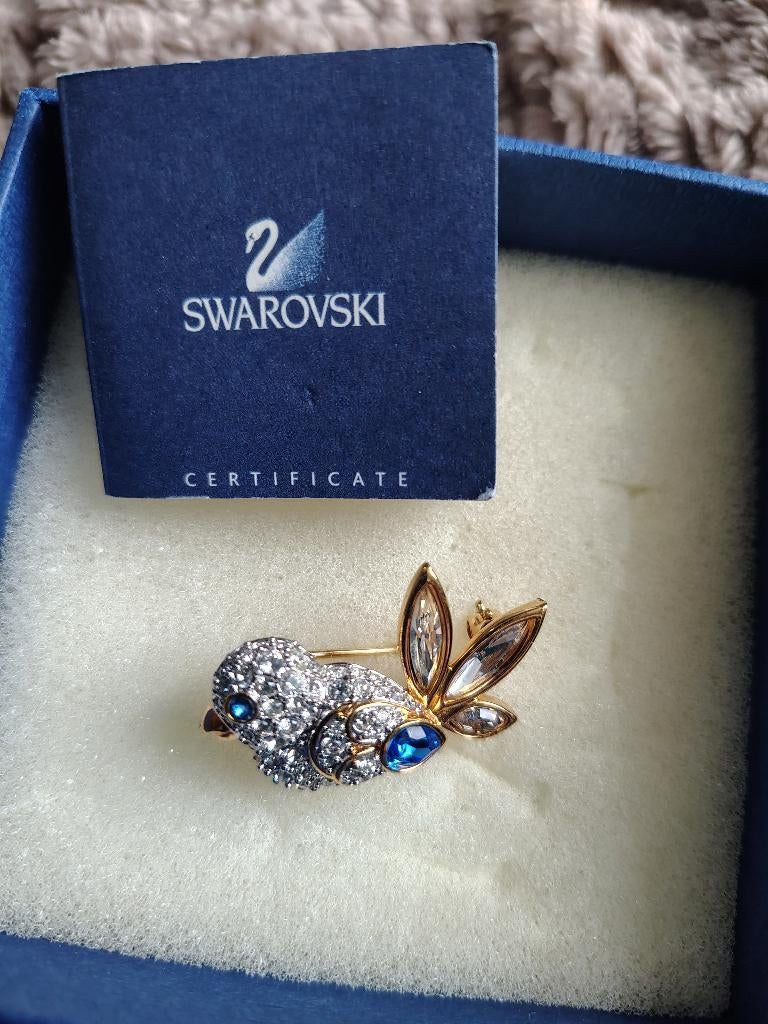 Swarovski broche, Ophalen of Verzenden, Zo goed als nieuw, Goud, Overige materialen