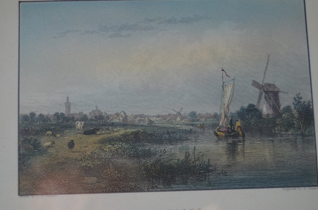 Gravure Den Haag door de weilanden gezien 1856., Antiek en Kunst, Kunst | Etsen en Gravures, Ingelijst, 1800 - 1899, 19 cm, Ophalen of Verzenden