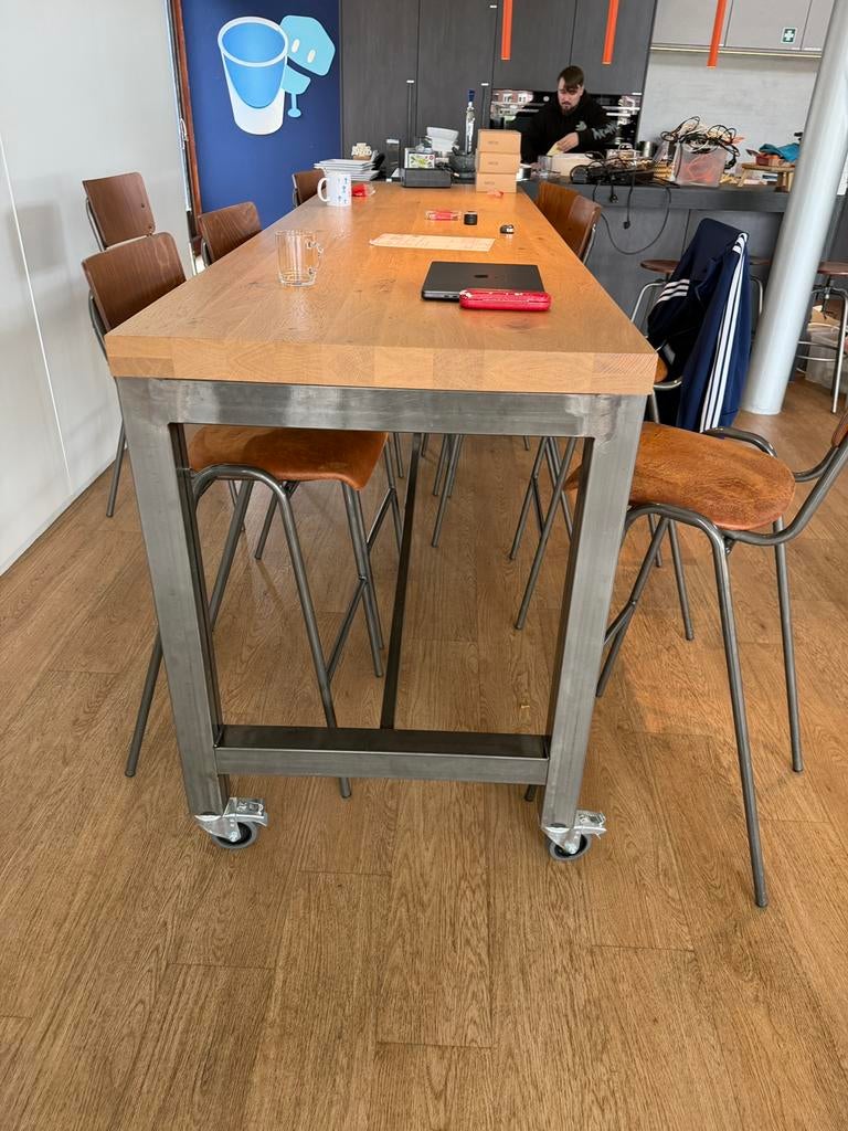 Statafel op wielen 270 cm, Ophalen of Verzenden, Zo goed als nieuw