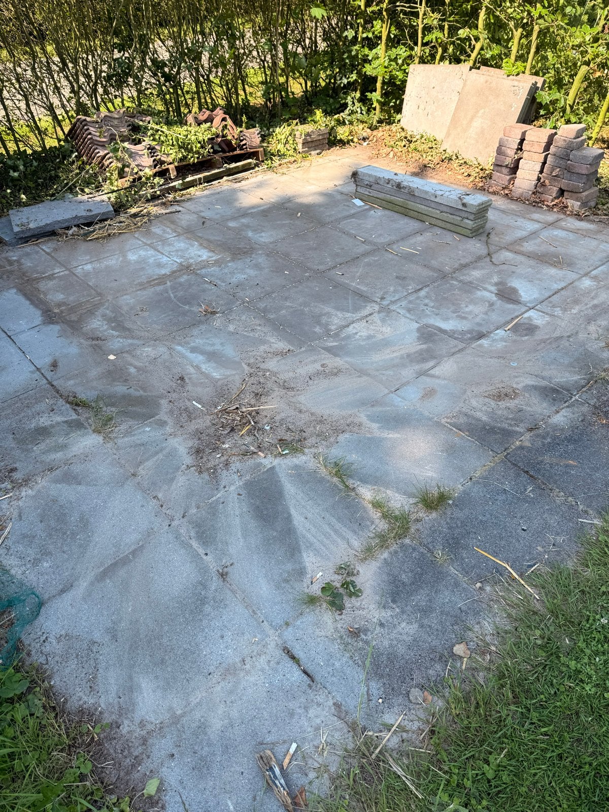 Terrastegels 40x40 cm - 56 stuks inclusief zandbed, Tuin en Terras, Tegels en Klinkers, Ophalen, Gebruikt, 10 m² of meer, Beton