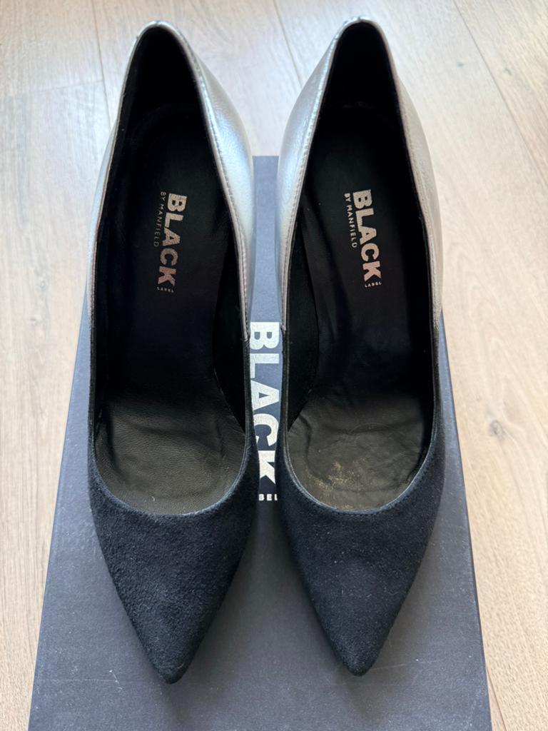 Nu 25,- ! Manfield Black by Manfield pumps maat 38, Ophalen of Verzenden, Zo goed als nieuw, Zwart, Pumps