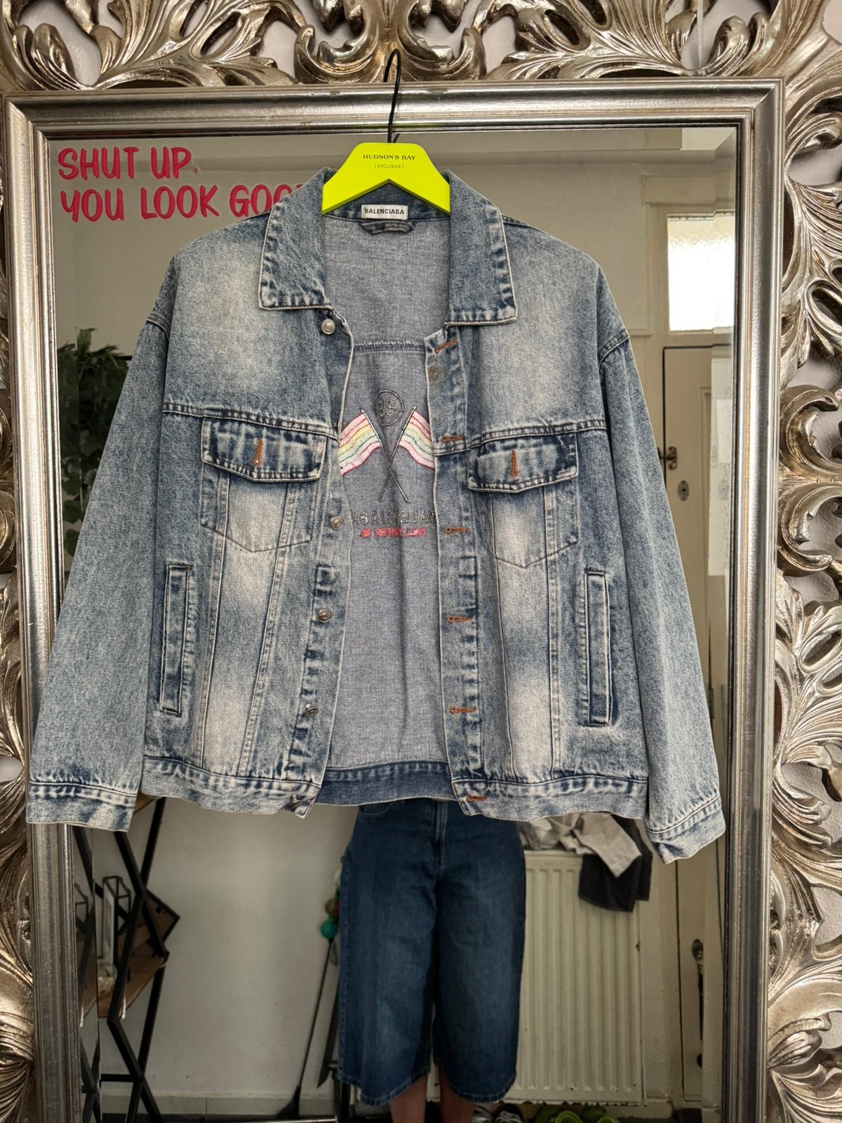 Balenciaga spijkerjack, Ophalen of Verzenden, Zo goed als nieuw, Maat 38/40 (M), Blauw