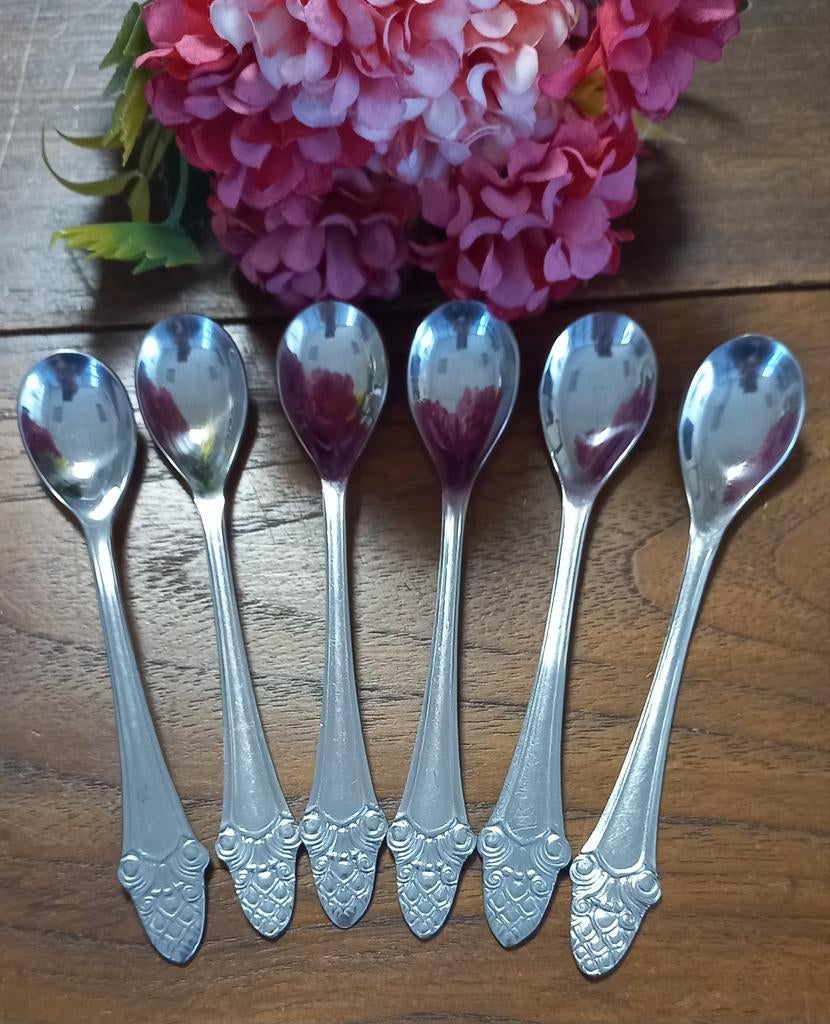 Set van 6 brocante theelepeltjes, "dennenappels", Pako-Meta, Ophalen of Verzenden