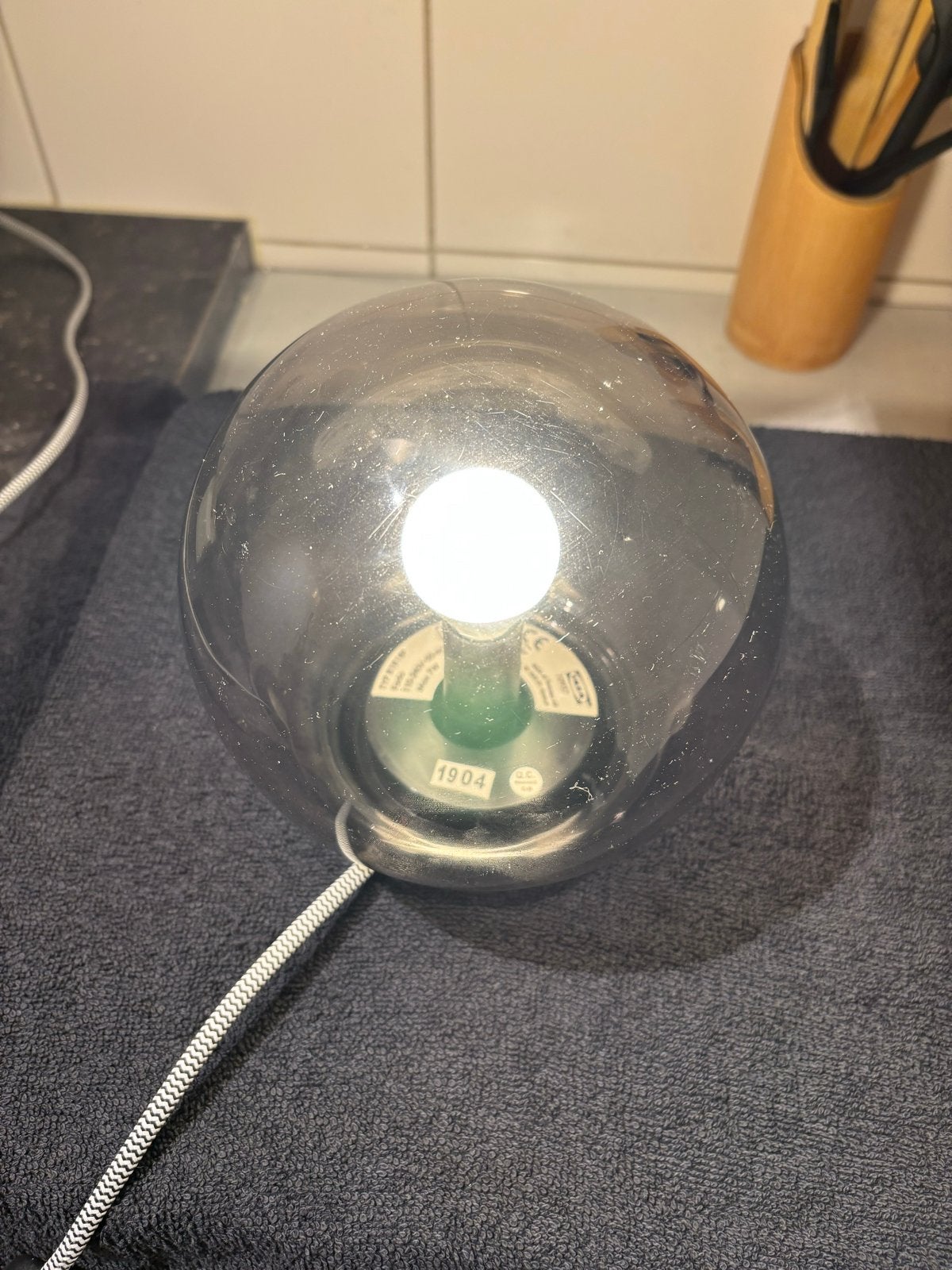 2x IKEA Fado Tafellamp - Grijs Glas, Modern Design, Ophalen, E14 (klein), Grijs, IKEA