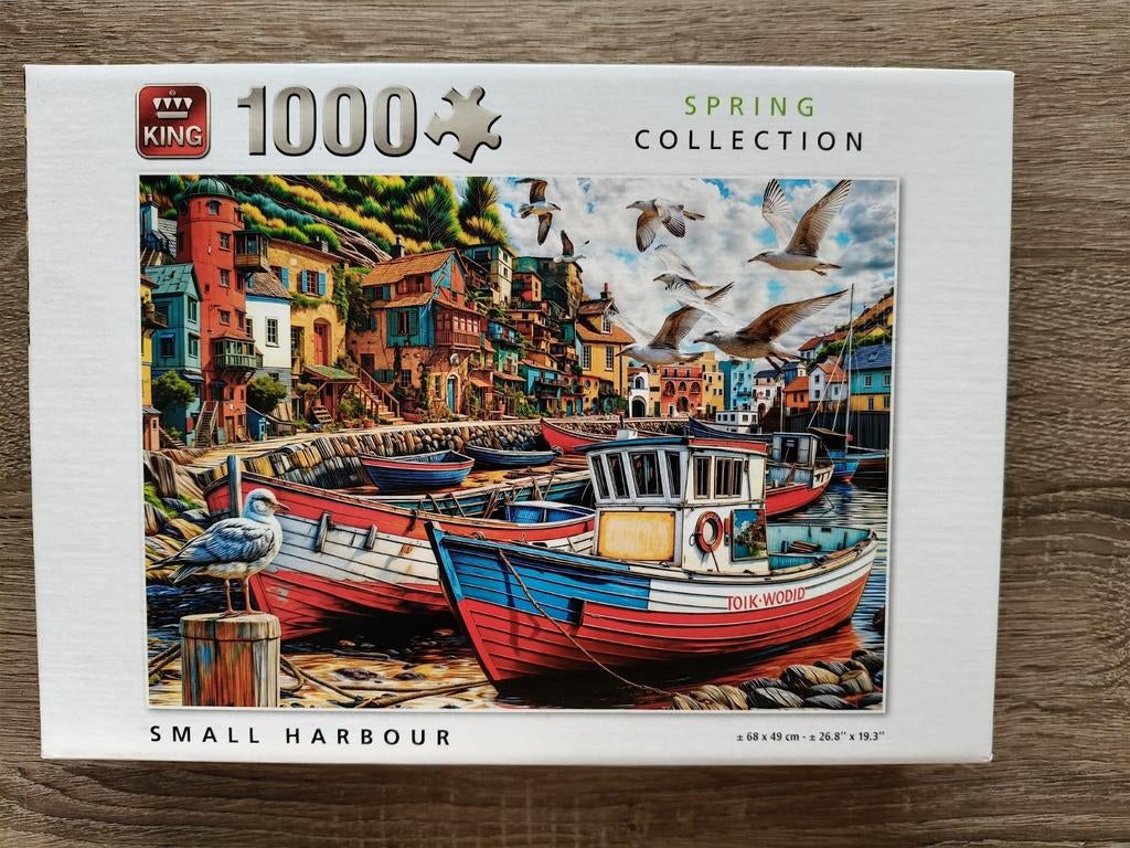 King puzzel 1000 stukjes Small Harbour, compleet, Ophalen of Verzenden, 500 t/m 1500 stukjes, Zo goed als nieuw, Legpuzzel