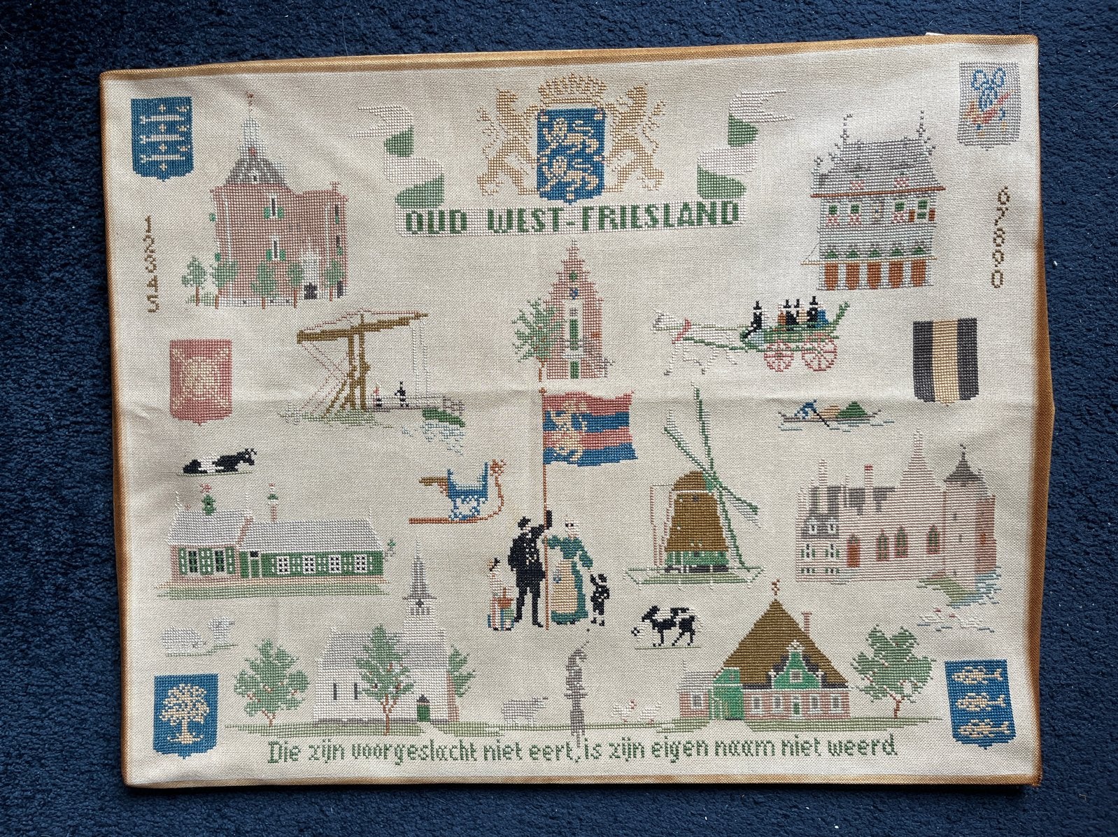 Vintage West-Fries merklap - oud-Hollandse motieven, Ophalen of Verzenden