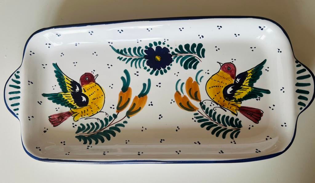 Handgemaakte geglazuurde keramische schaal met vogeltjes, Ophalen of Verzenden