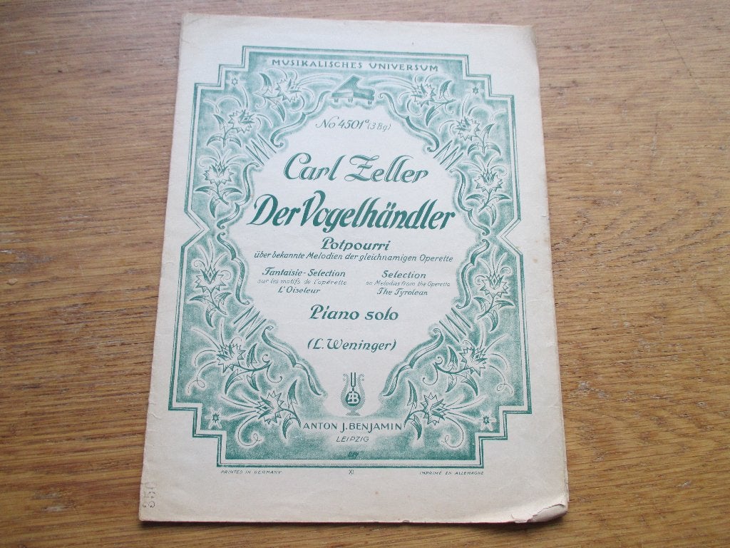 DER VÖGELHÄNDLER - CARL ZELLER - PIANO, Gebruikt, Klassiek, Ophalen of Verzenden, Artiest of Componist