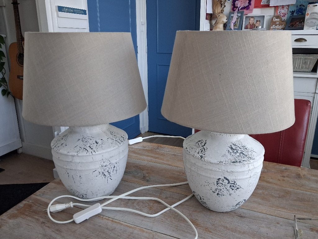 2 leuke brocante lampen, Gebruikt, Overige merken, Met schakelaar, E27 (groot)