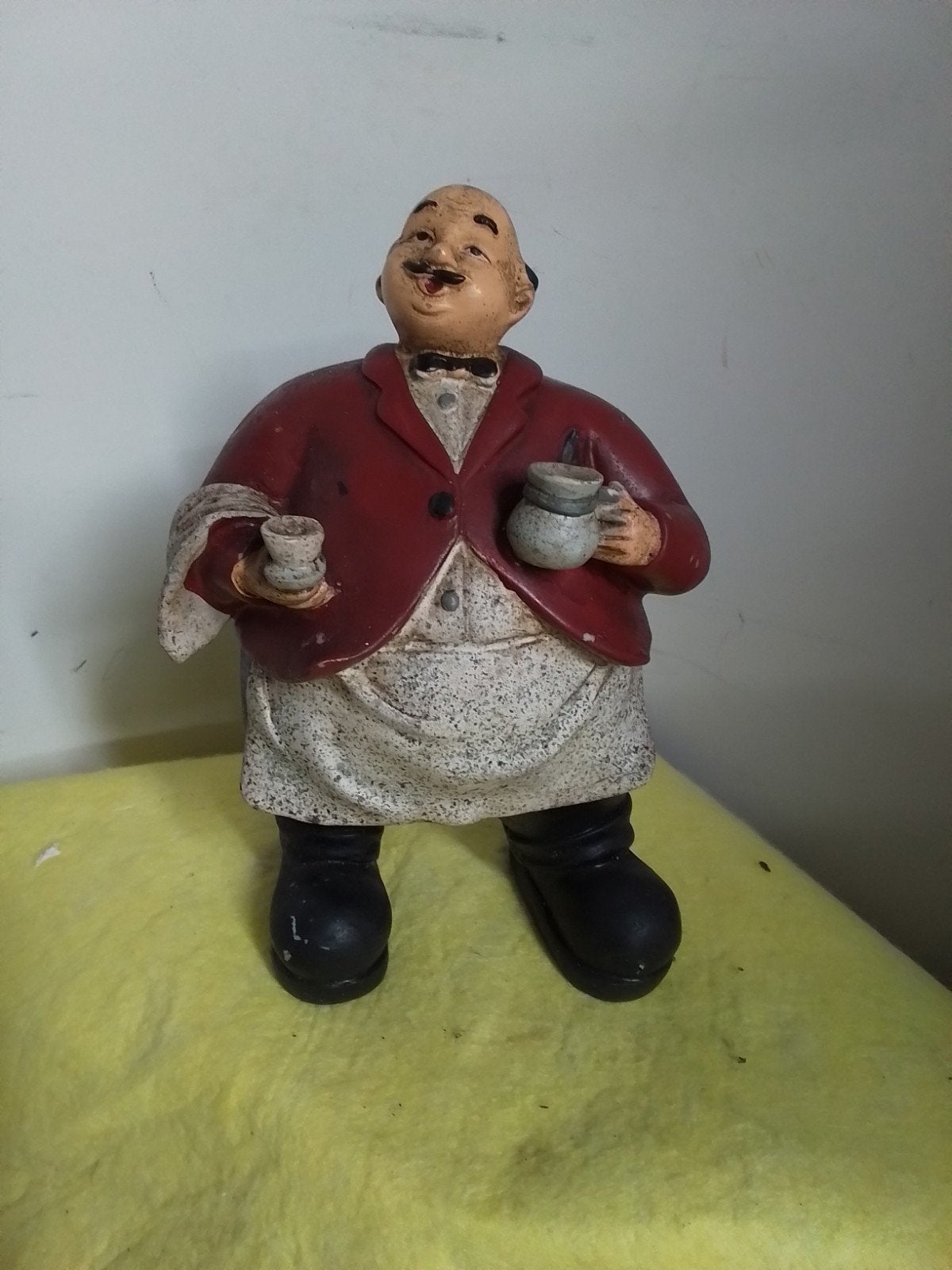15929) mooi oud beeldje chef/ kok / ober  hoog 22cm, Ophalen of Verzenden