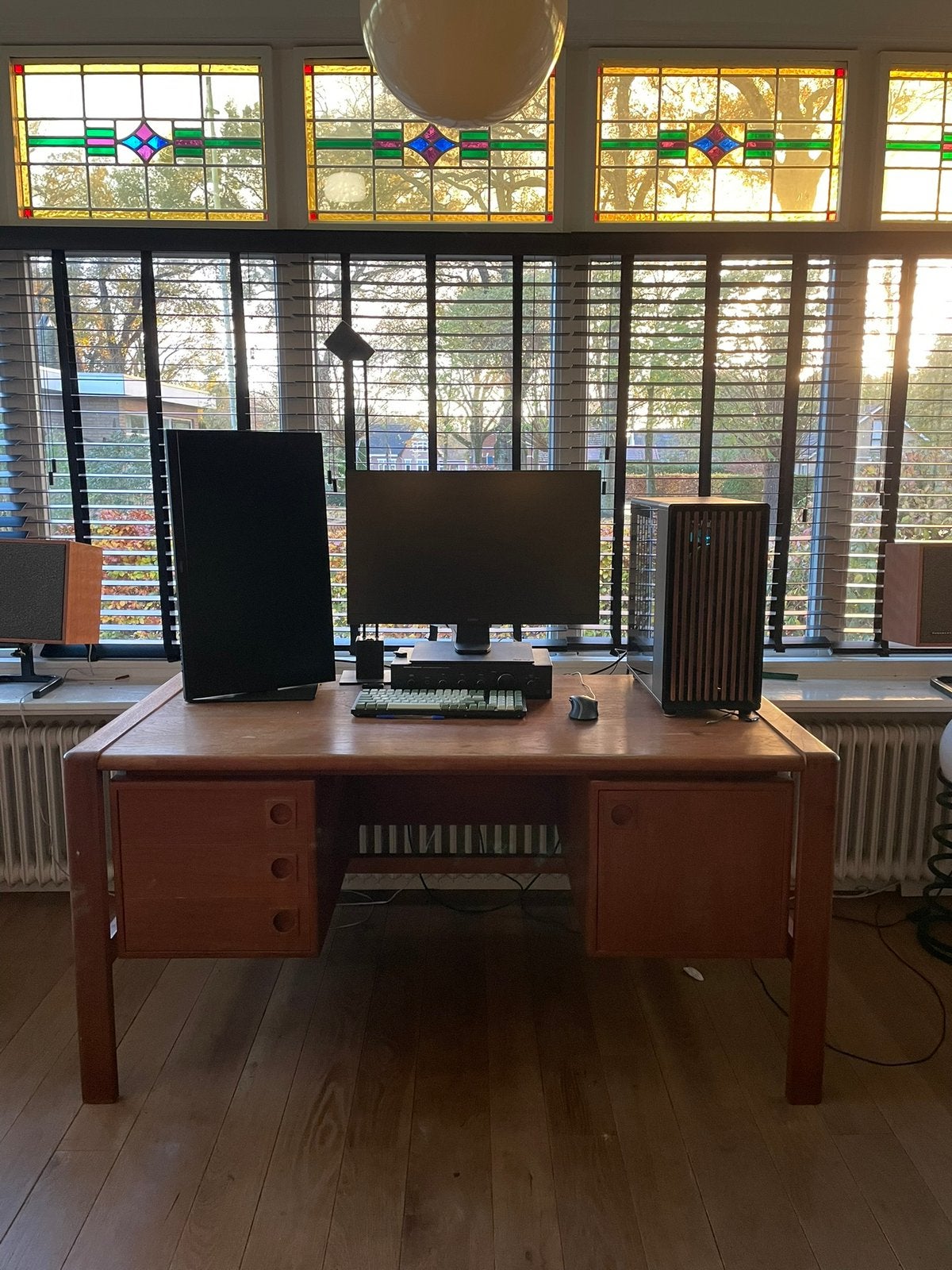 Teakhouten bureau, HP Hansen, deens design, Hout, Ophalen of Verzenden, Zo goed als nieuw, Computerbureau