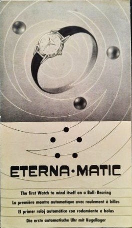 Zeldzame 6-Pagina Vintage Eterna-Matic Folder, Overige merken, Staal, Polshorloge, 1930 tot 1960