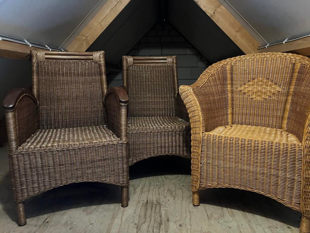 Rotan stoelen 3x, Ophalen, Zo goed als nieuw, Rotan