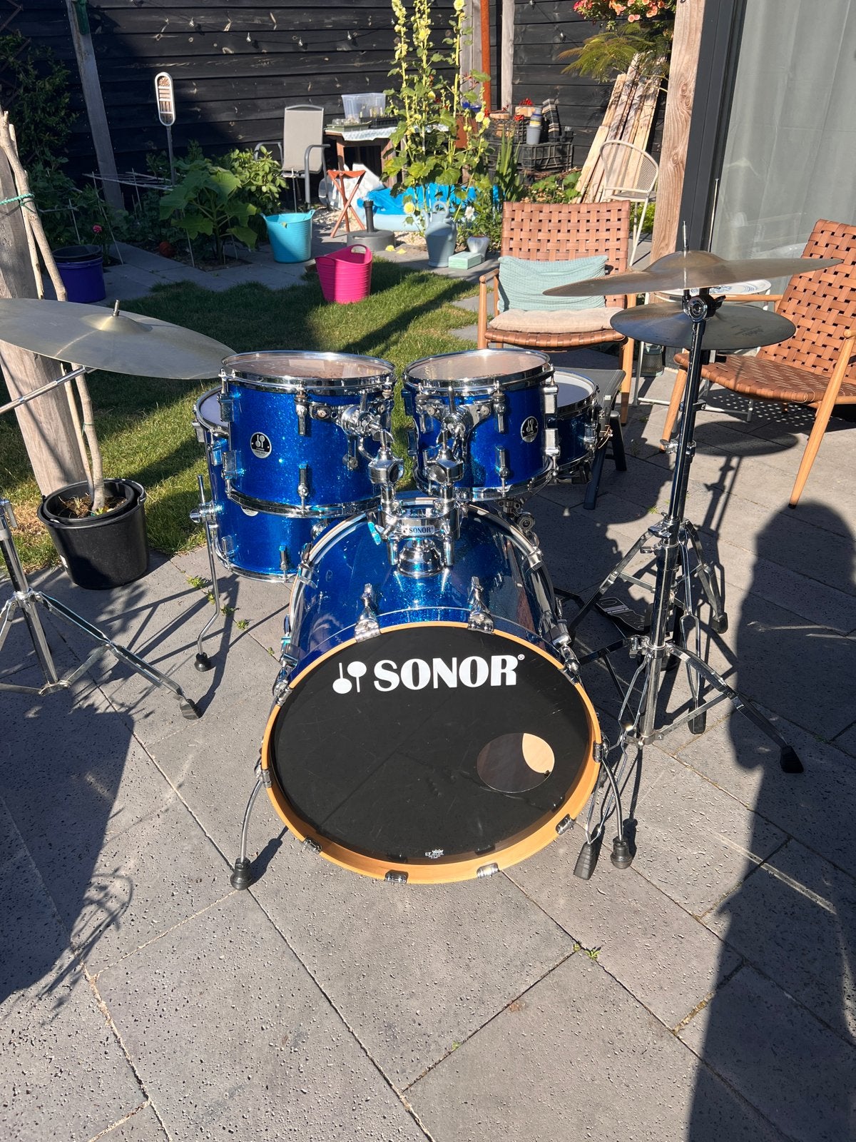 Sonor Force 3007 drumstel met Zildjian/Meinl bekkens, Muziek en Instrumenten, Percussie, Ophalen, Gebruikt, Trommel