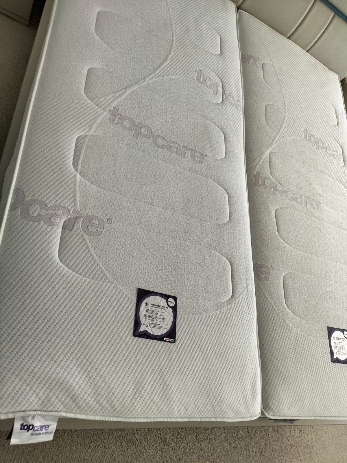 2 Topcare matrassen, 210x90x24, Ophalen, 90 cm, 210 cm, Tweepersoons