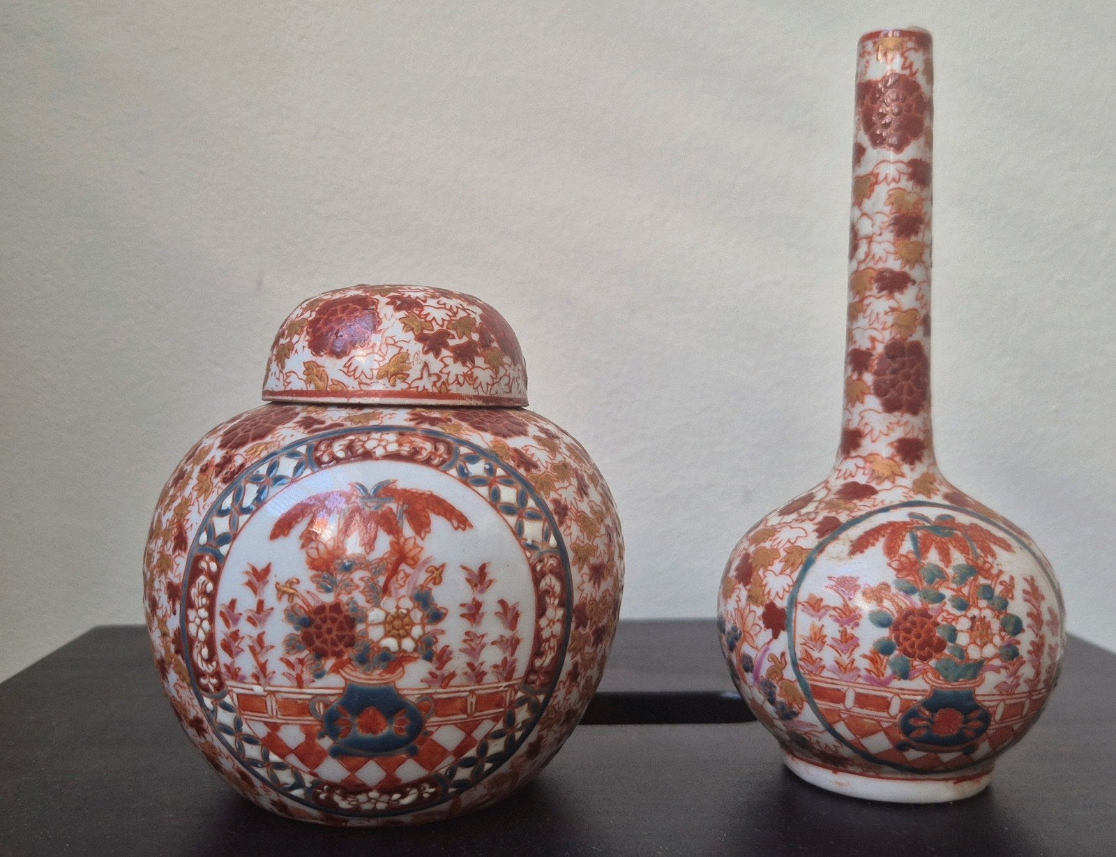 Oude antieke Japanse Imari gemberpot en vaas of fles, Ophalen of Verzenden
