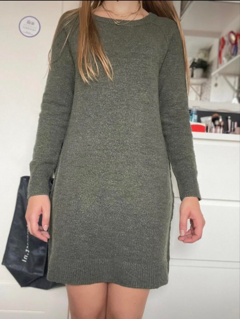 Costes wollen truijurk groen - Maat XS, Kleding | Dames, Jurken, Ophalen of Verzenden, Zo goed als nieuw, Maat 34 (XS) of kleiner