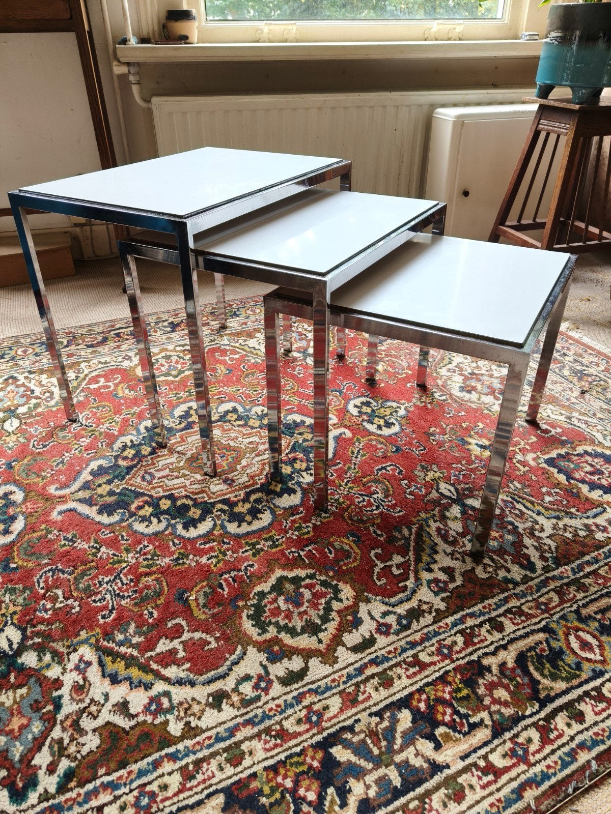 Vintage bijzettafeltjes Pastoe, Huis en Inrichting, Ophalen of Verzenden, Gebruikt, Rechthoekig, Minder dan 55 cm