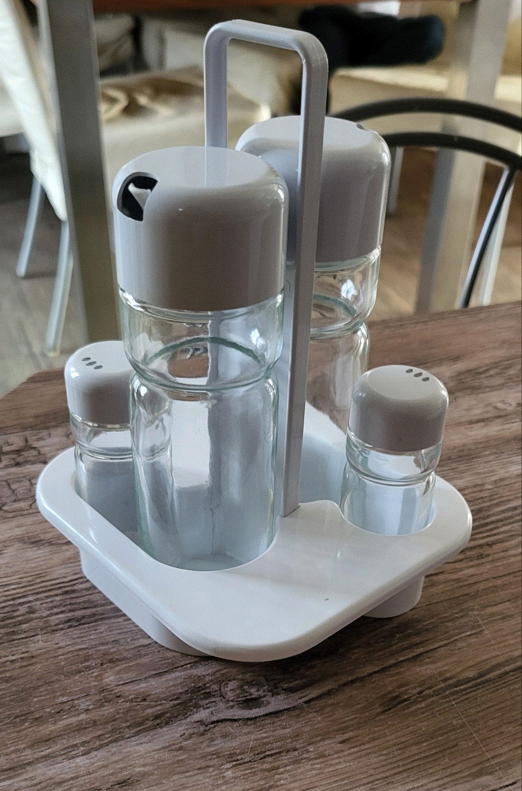 Zout, peper + olie en azijn, Ophalen of Verzenden, Zo goed als nieuw, Glas