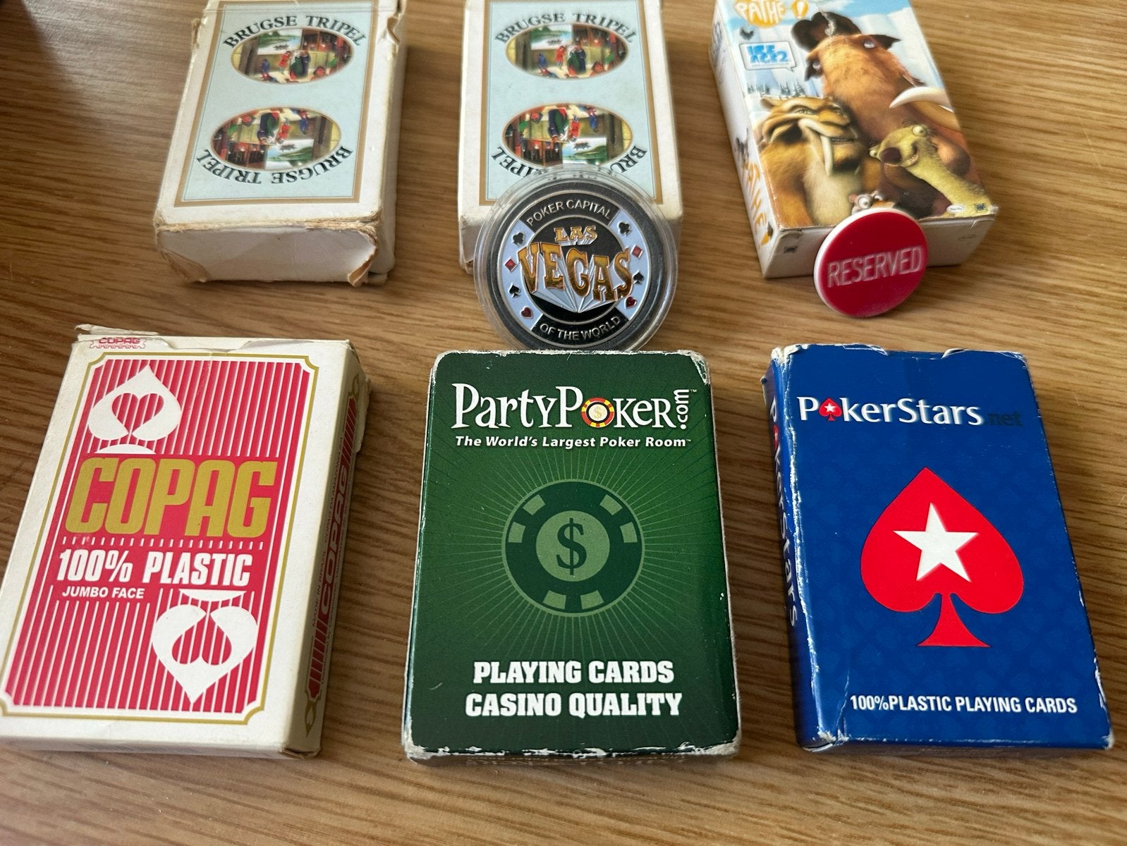 Diverse speelkaarten en pokerchips, Een of twee spelers, Ophalen, Gebruikt