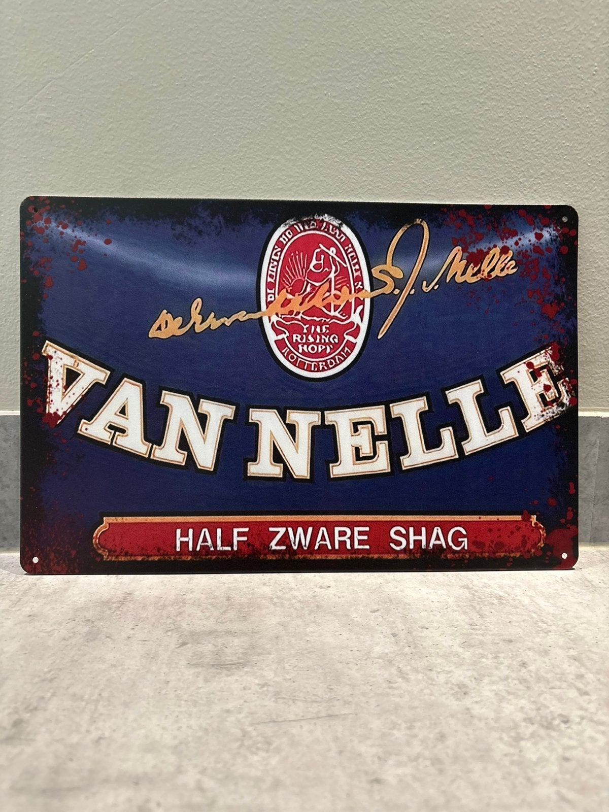 Mancave Bar Café Wanddecoratie metalen bordje Van Nelle Shag, Verzamelen, Merken en Reclamevoorwerpen, Zo goed als nieuw, Reclamebord