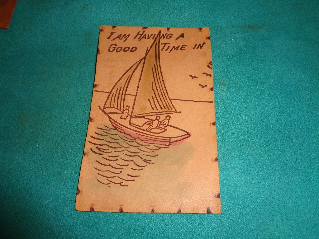 Leather postcard US 1903 1907 no7, Antiek en Kunst, Ophalen of Verzenden