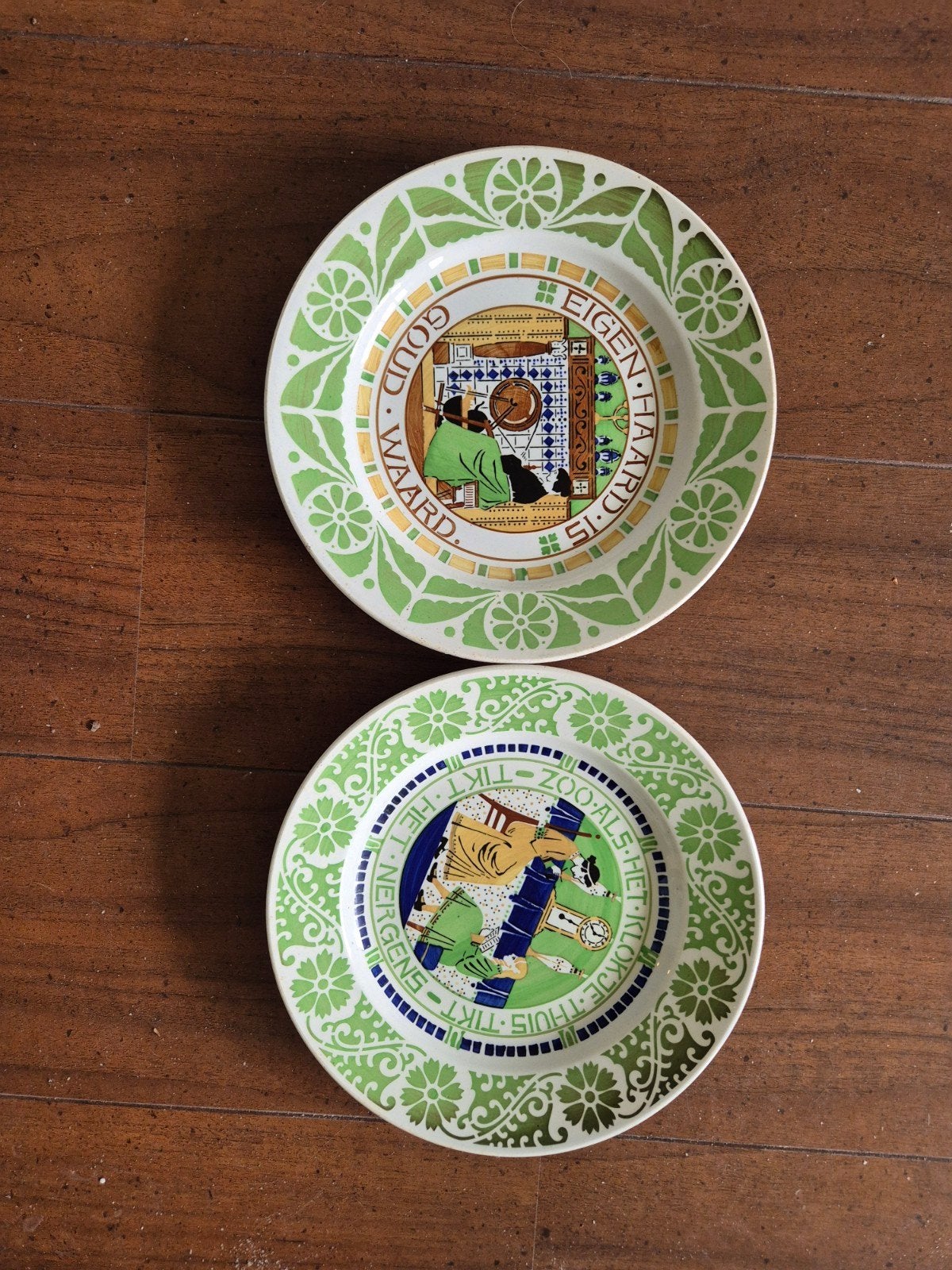 Twee decoratieve wandborden met spreuken, Antiek en Kunst, Antiek | Wandborden en Tegels, Ophalen