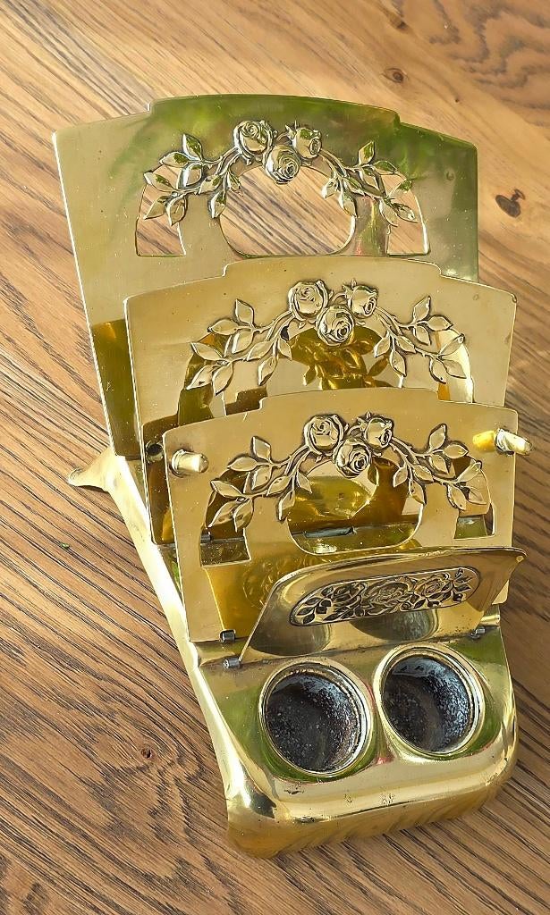 Antieke Art Nouveau bureauset - briefhouder en inktpot, Ophalen of Verzenden