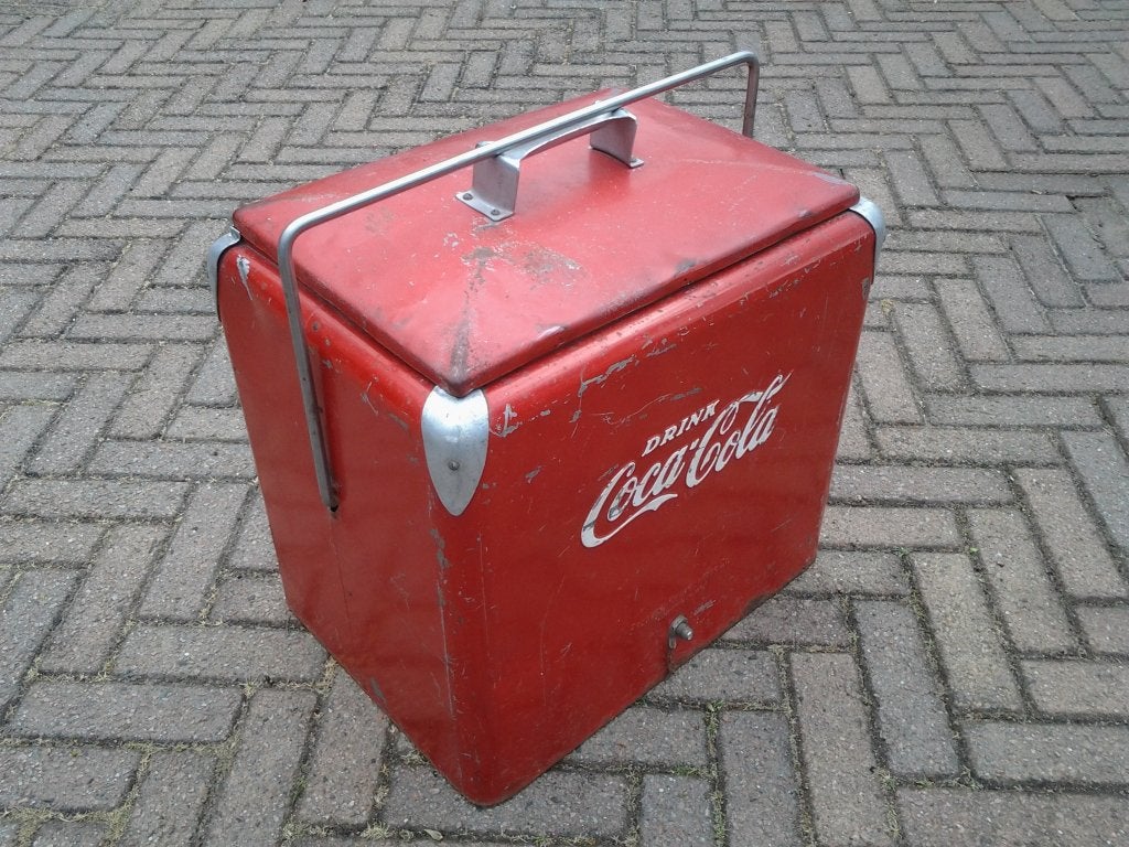 Coca Cola koelkrat neon lamp spiegel fifties sixties Pepsi, Ophalen, Gebruikt, Gebruiksvoorwerp