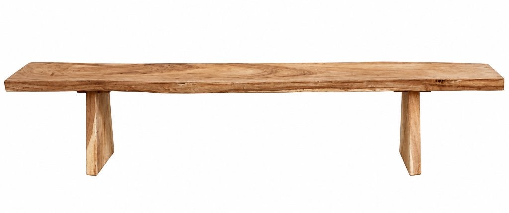 Massief Suar houten bank 250  40 cm – onbehandeld, Huis en Inrichting, Bruin, Nieuw, Ophalen of Verzenden, Massief boomstam