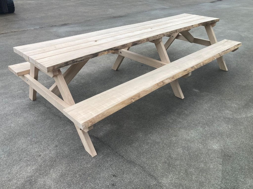 Beuken Boomstam Picknicktafel - Demo model, Ophalen, Zo goed als nieuw, Rechthoekig, Hout