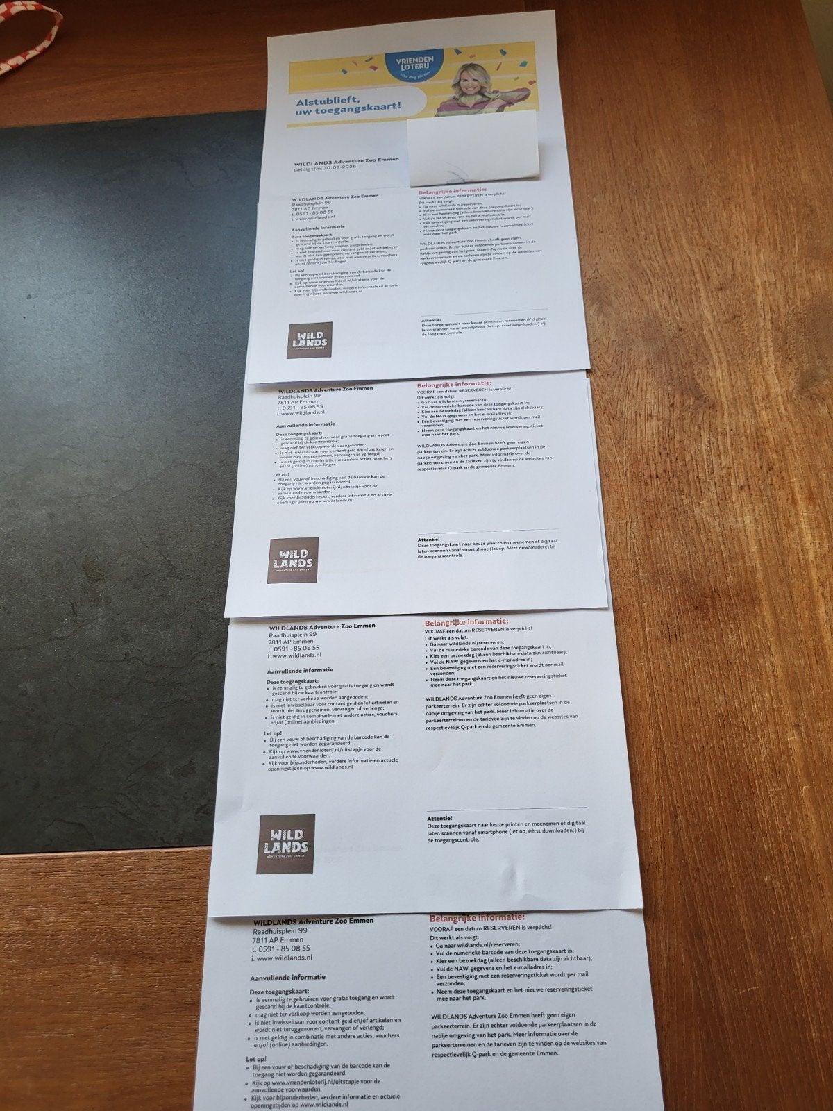 4 entree kaarten voor wildlands, Drie personen of meer, Ticket of Toegangskaart