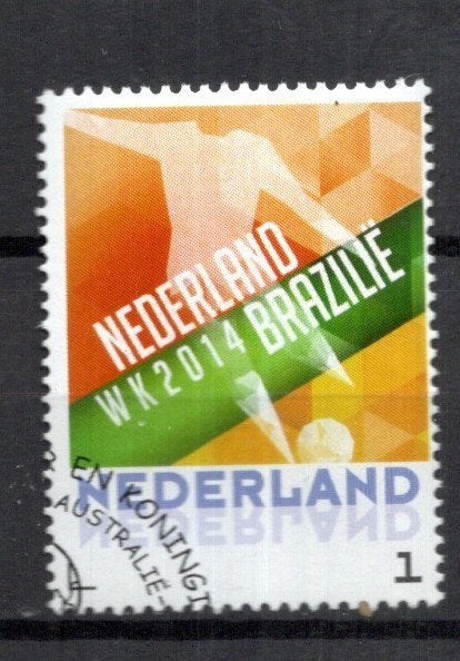 gestempelde zegel. Persoonlijke: voetbal WK Brazilië 2014, Postzegels en Munten, Ophalen of Verzenden, Na 1940, Gestempeld