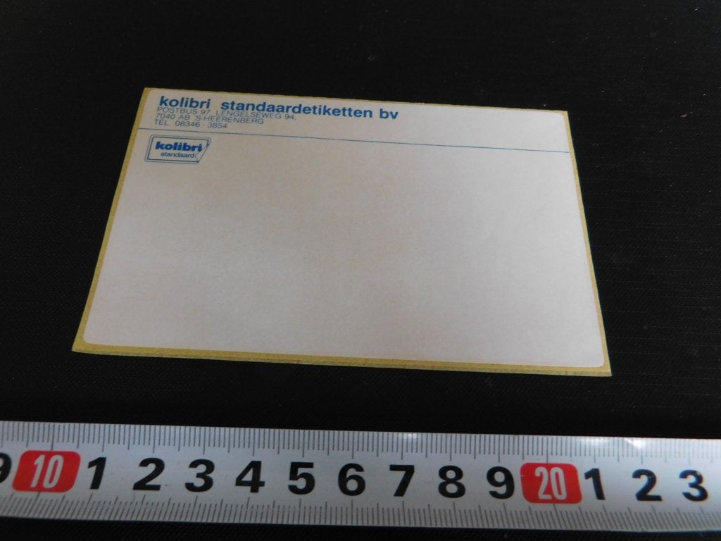 sticker 's-Heerenberg KOLIBRI standaardetiketten bv *, Ophalen of Verzenden, Zo goed als nieuw