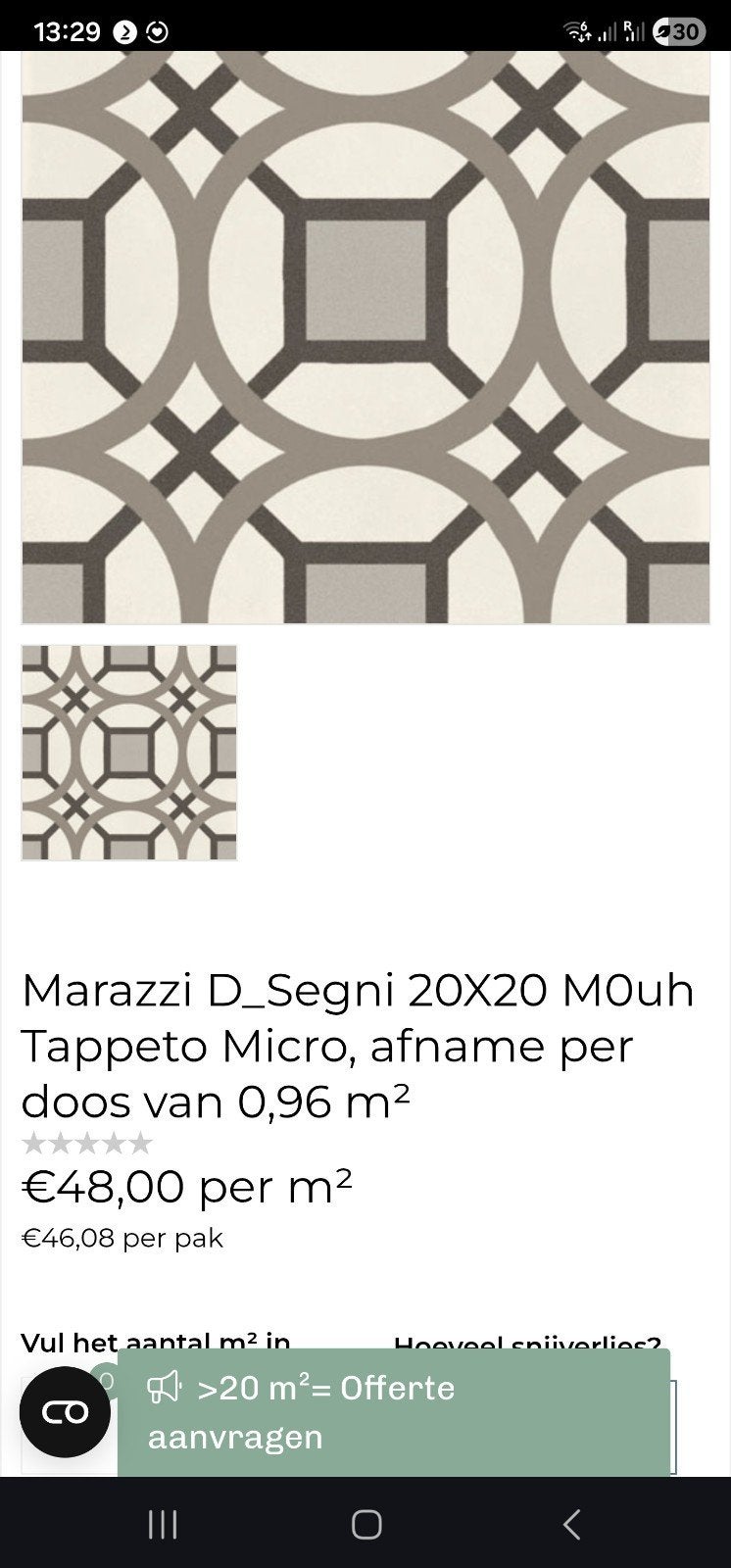 Marazzi Patroon tegels 4 m2, Ophalen, Keramiek, Nieuw, 20 tot 40 cm
