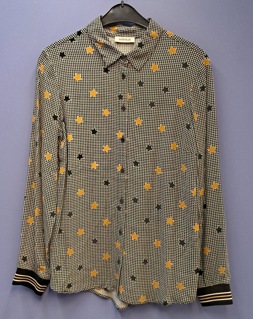 Anna van Toor blouse pied de poule + gele sterren 38 40373, Maat 38/40 (M), Anna van Toor, Anna van Toor, .