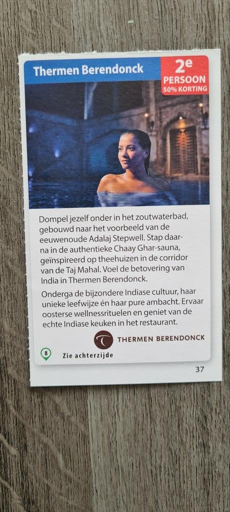 Thermen Berendonck voordeelbon voor 2e persoon 50% korting, Drie personen of meer, Kortingsbon, Spa of Sauna