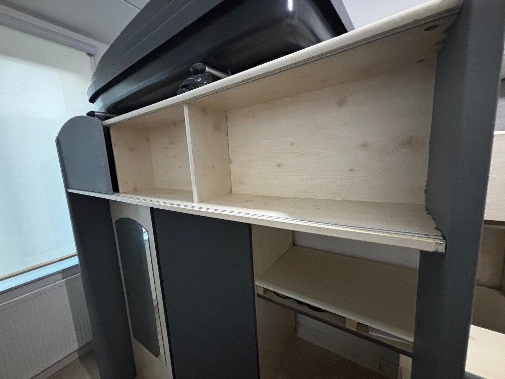 Multifunctionele Hoogslaper met Bureau, Kast & Spiegel, Ophalen, Gebruikt, Hoogslaper