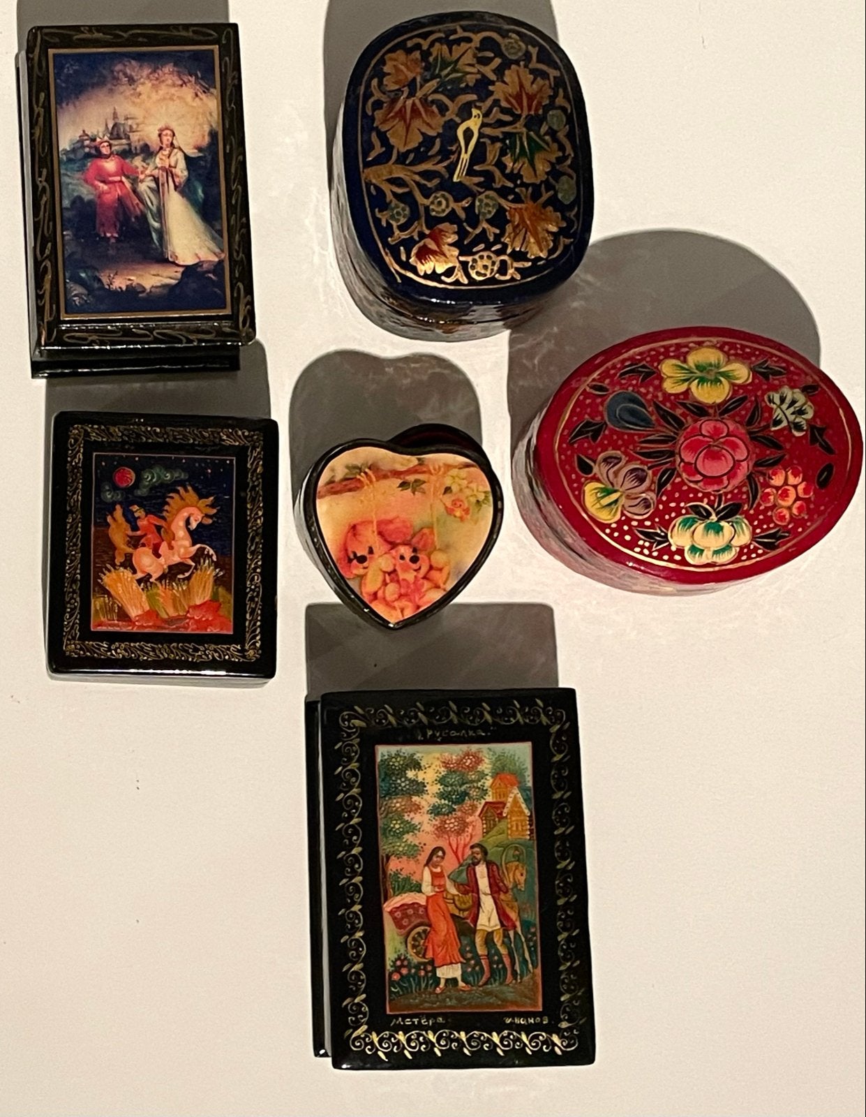 Vintage lakdoosjes - Handgeschilderde Russische kunst, Ophalen of Verzenden