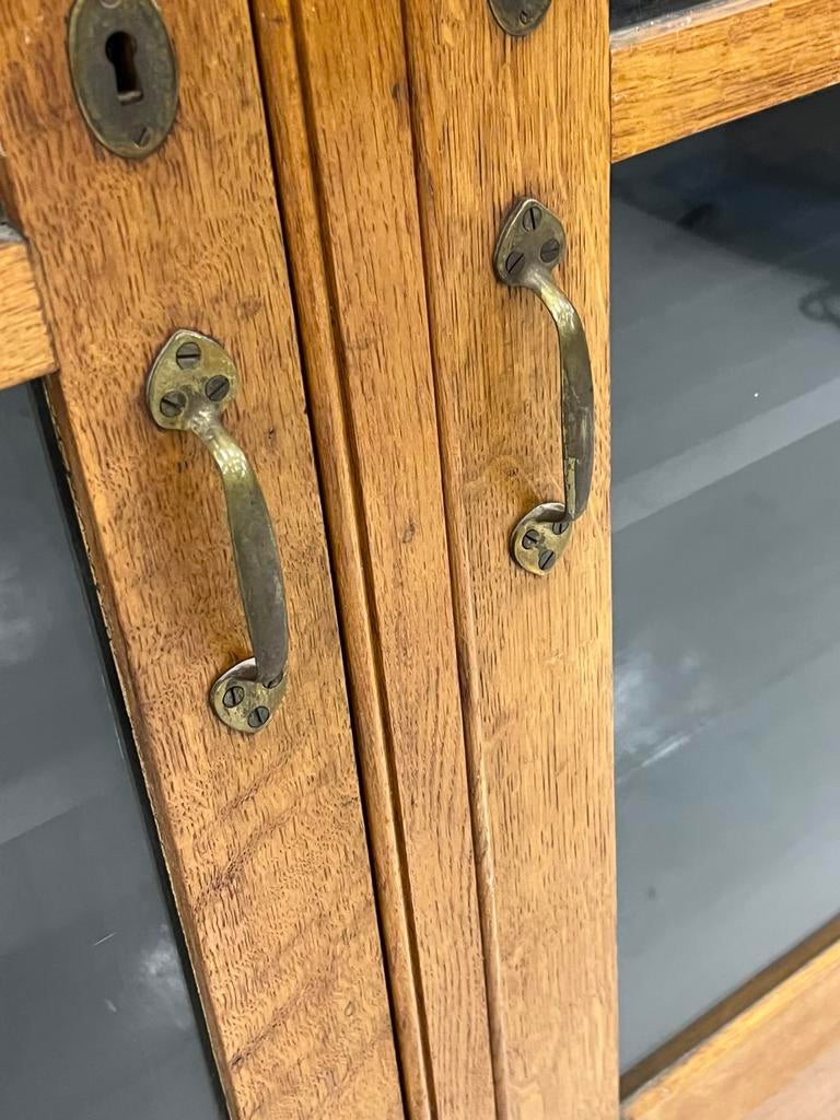 Set van 2 Art Deco boekenkasten, Ophalen, Zo goed als nieuw, 25 tot 50 cm, Eikenhout