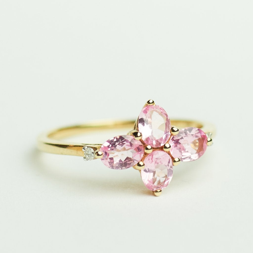 Vintage ring topaas en diamant, 18 tot 19, Ophalen of Verzenden, Zo goed als nieuw, Roze