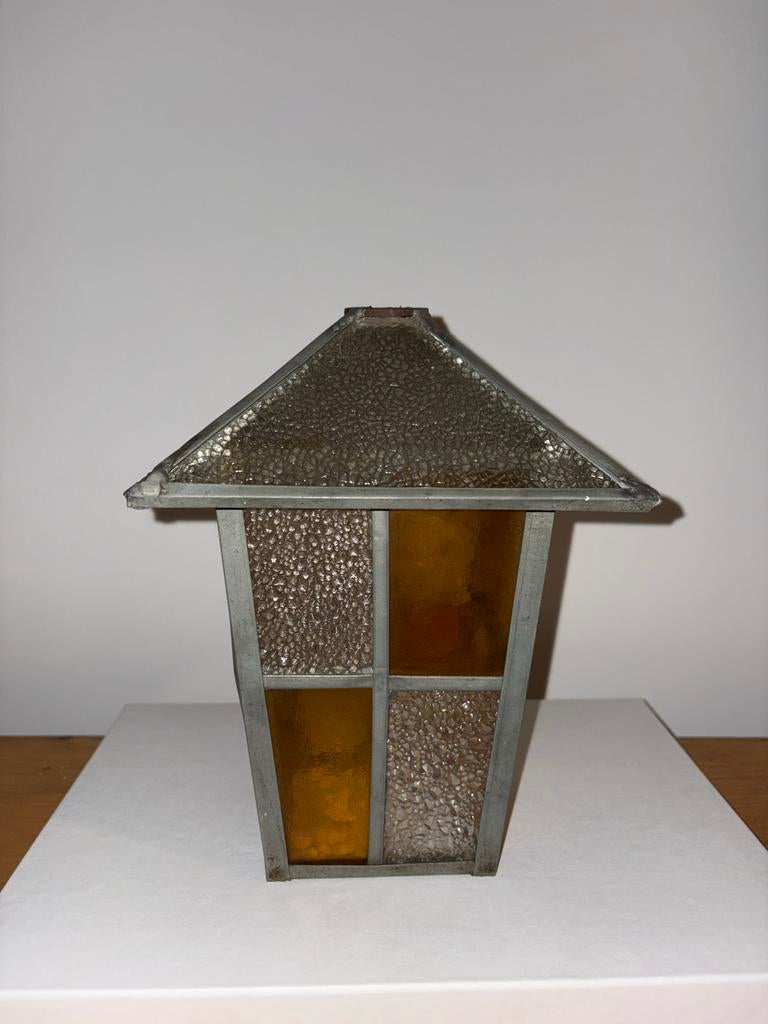 Antieke glas in lood hanglamp - Uniek design, Ophalen of Verzenden