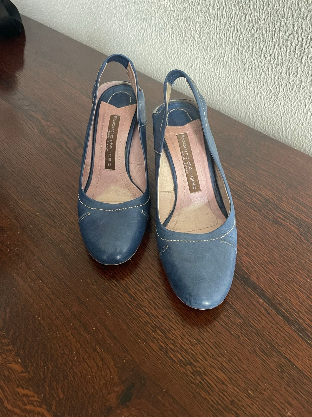 Roberto d'Angelo blauwe sleehakken - Maat 33, Ophalen, Gedragen, Blauw, Schoenen met hoge hakken