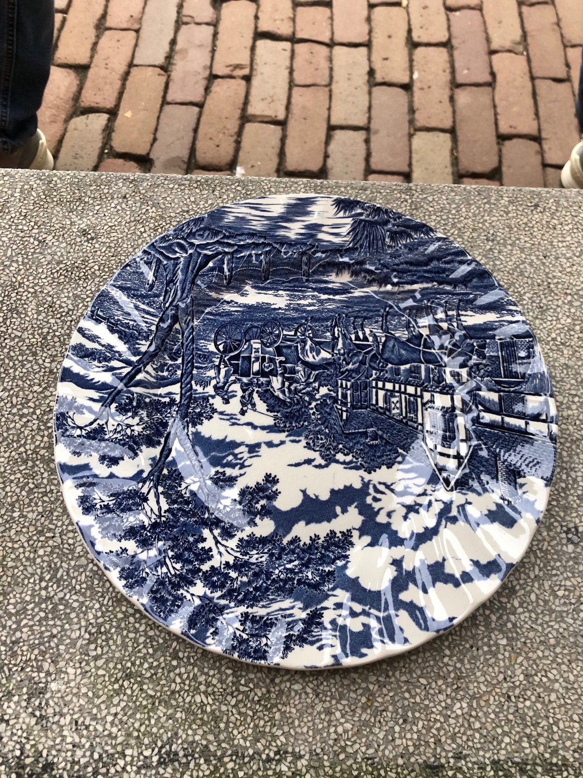 Antiek Myott Royal Mail Staffordshire bord, blauw-wit, Ophalen of Verzenden