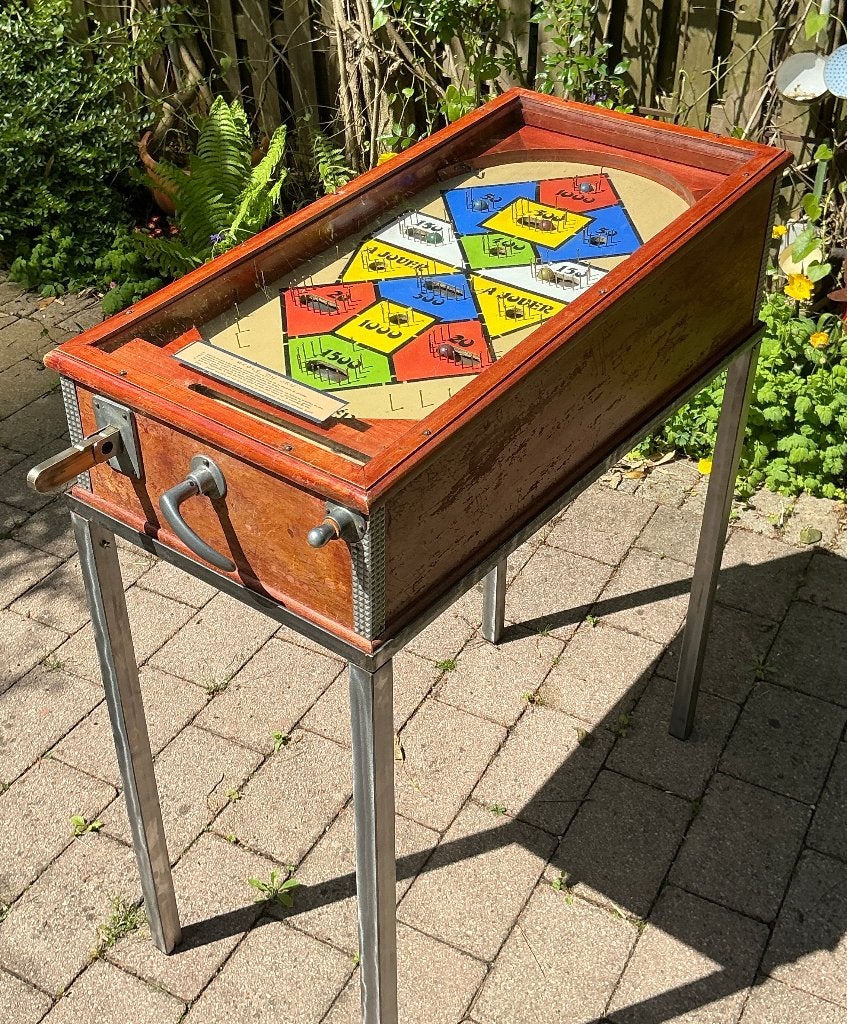 Vintage pinball uit Frankrijk, 1920, met onderstel, Verzamelen, Automaten | Gokkasten en Fruitautomaten, Overige munten, Ophalen