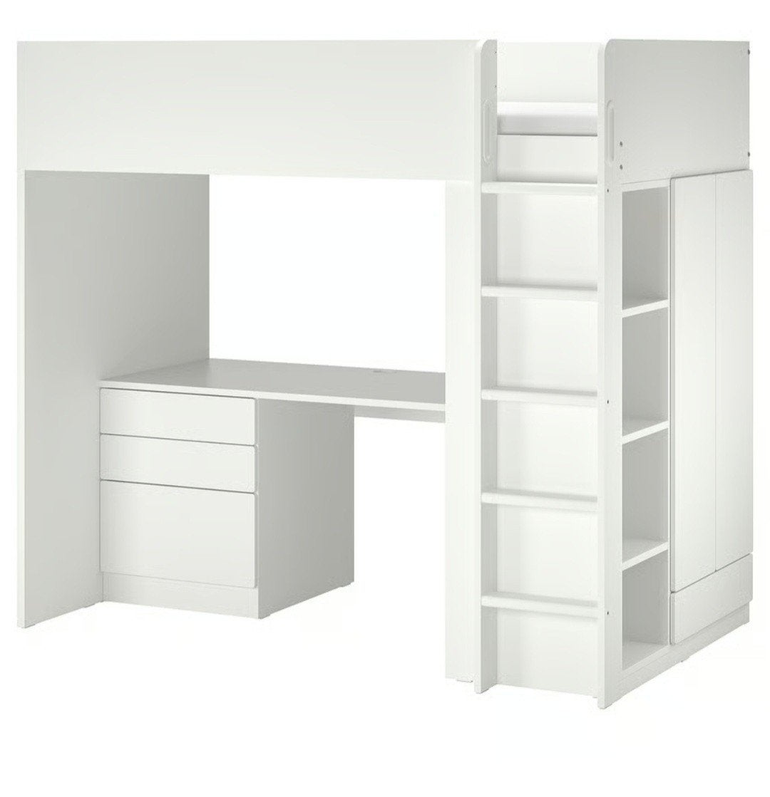 Hoogslaper wit ikea met grijze deuren, Ophalen of Verzenden, Zo goed als nieuw, Hoogslaper