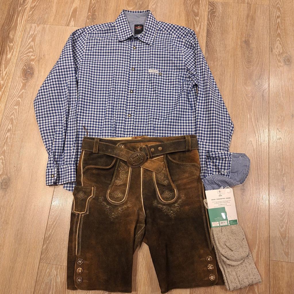 Lederhose 46 overhemd kousen oktoberfeest, Kleding | Heren, Ophalen, Gedragen, Maat 46 (S) of kleiner, Maddox